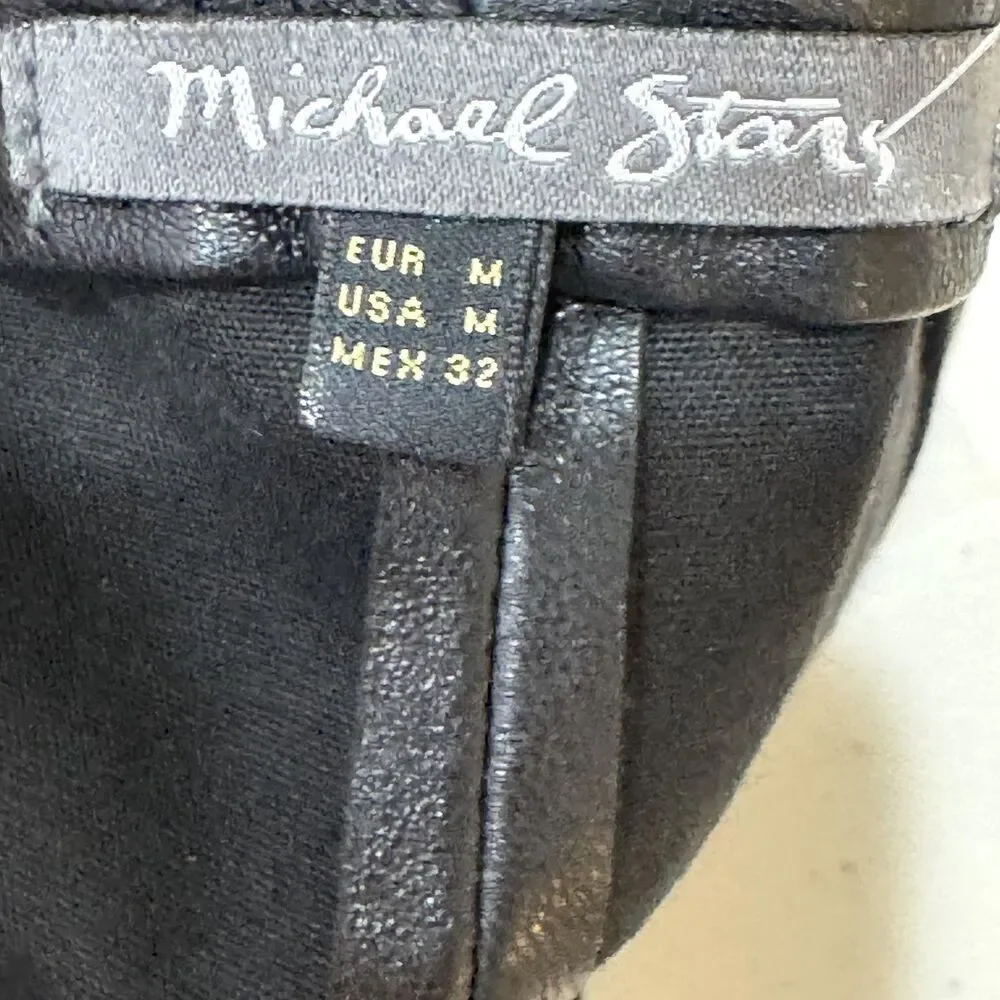 Michael Stars Pants Womens Medium Black Stretch Leather Leggings Skinny KT13C750